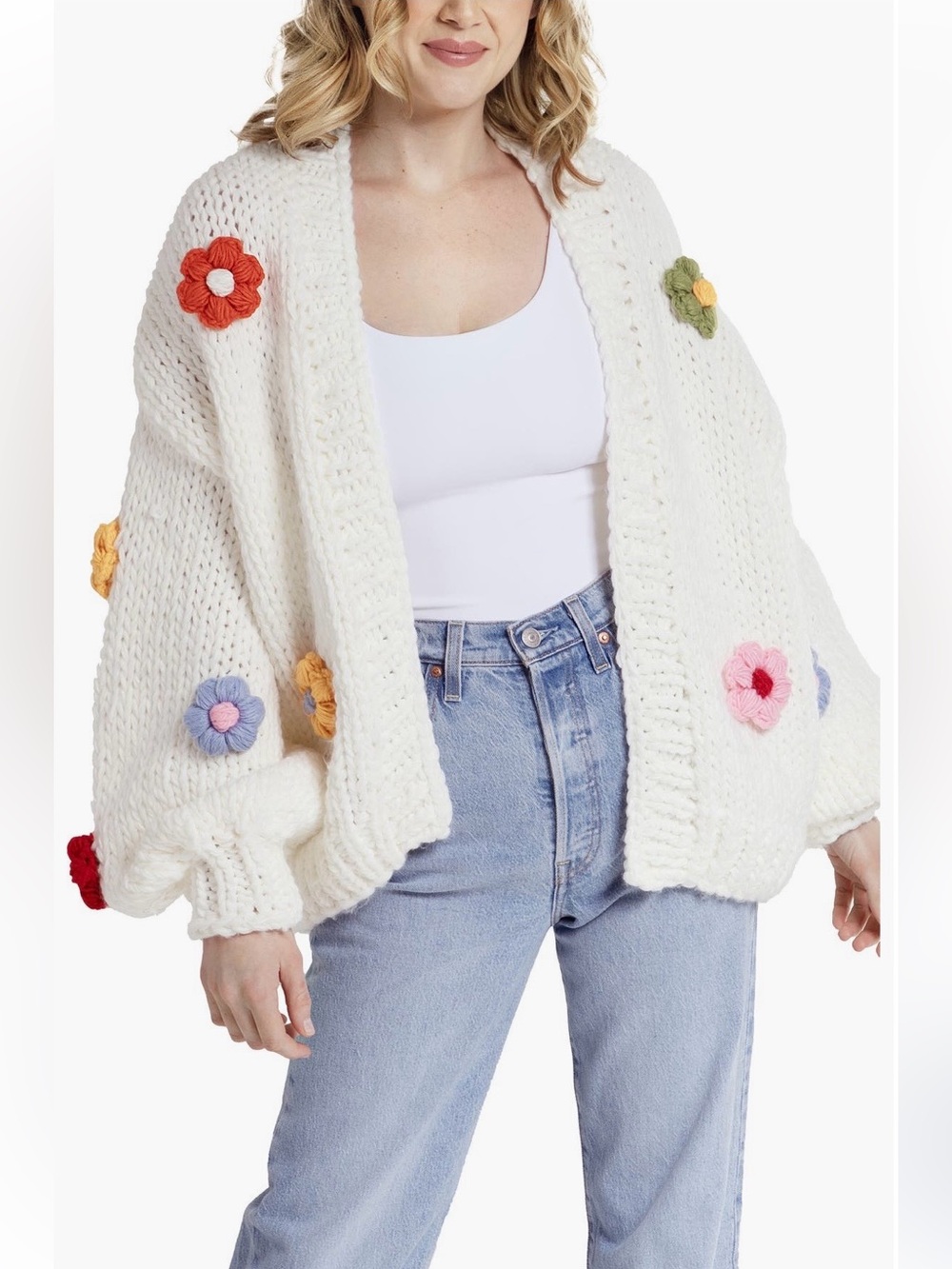 Chunky Floral Crochet Cardigan
